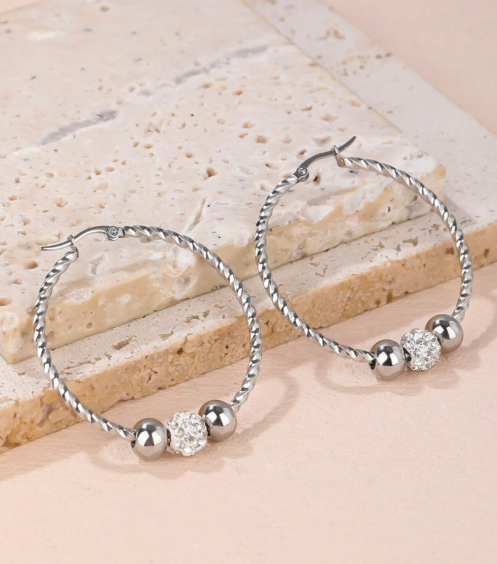 PANTALLAS DE ARGOLLA EN STAINLESS STEEL PLATEADO CON ZIRCONIAS