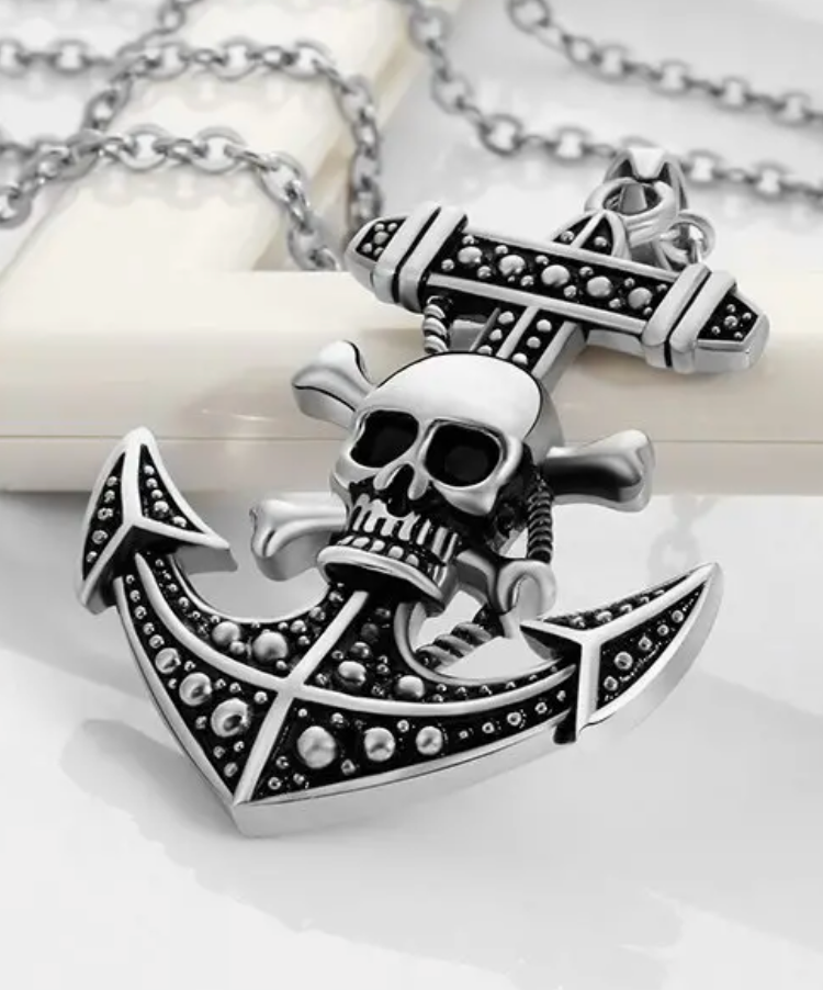 CADENA EN STAINLESS STEEL 26" CON COLGANTE DE ANCLA Y CARABELA