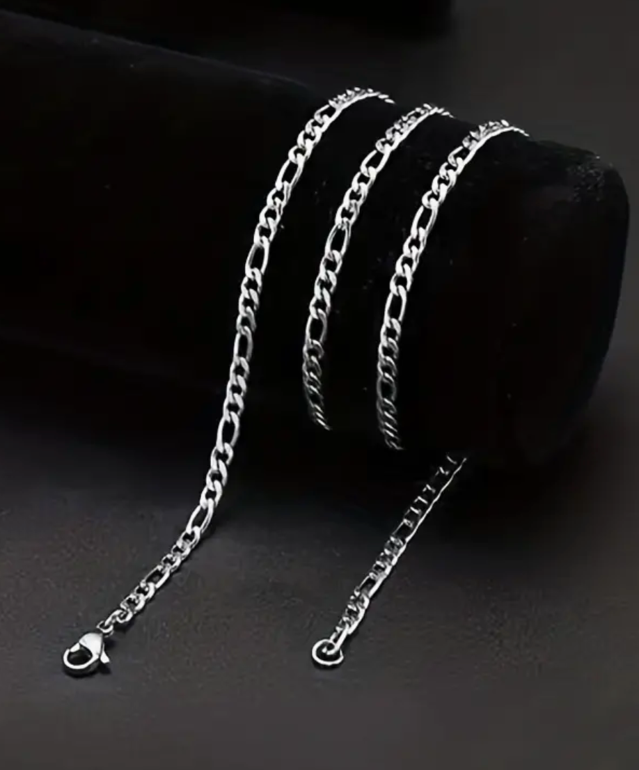 CADENA CUBANA EN STAINLESS STEEL PLATEADO