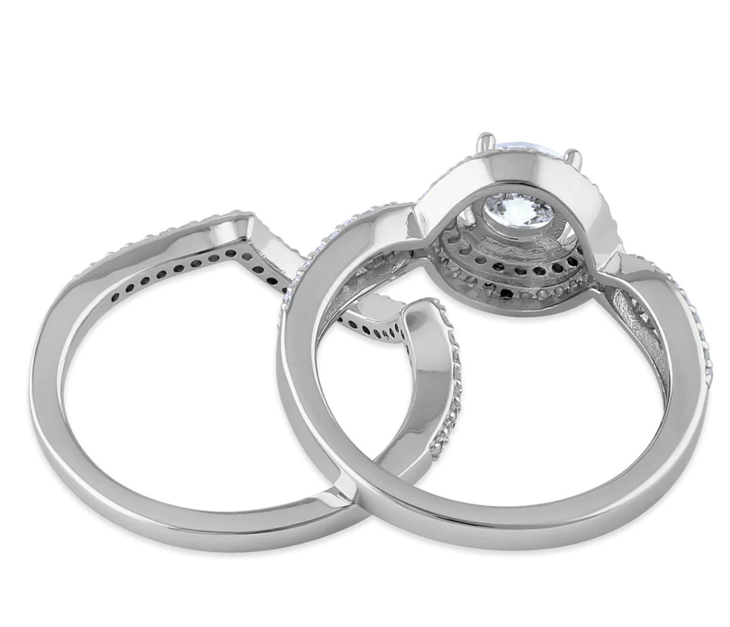 JUEGO DE DOS SORTIJA EN STERLING SILVER 925 CON ZIRCONIAS