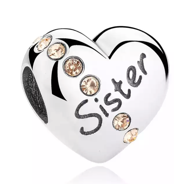 CHARM SILVER 925 DE CORAZON SISTER CON ZIRCONIAS