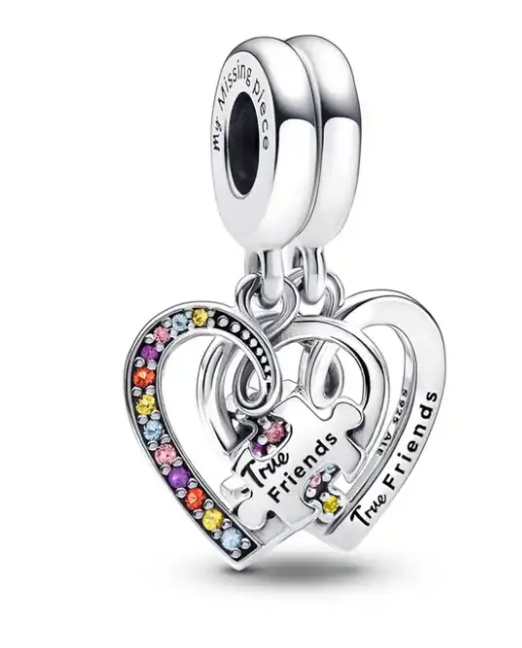 JUEGO DE DOS CHARMS SILVER 925 VERDADEROS AMIGOS