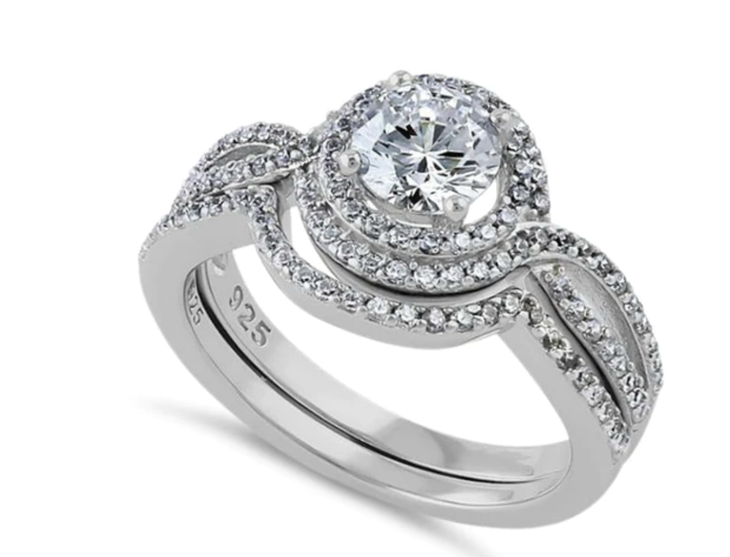 JUEGO DE DOS SORTIJA EN STERLING SILVER 925 CON ZIRCONIAS